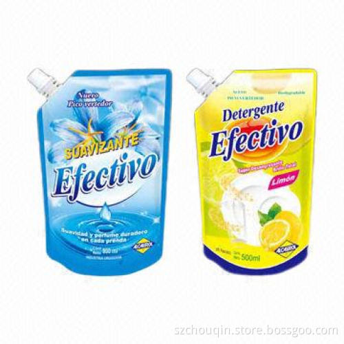 Customized Plastic Liquid Spout Bags for Washing Detergent, Customized Designs Available